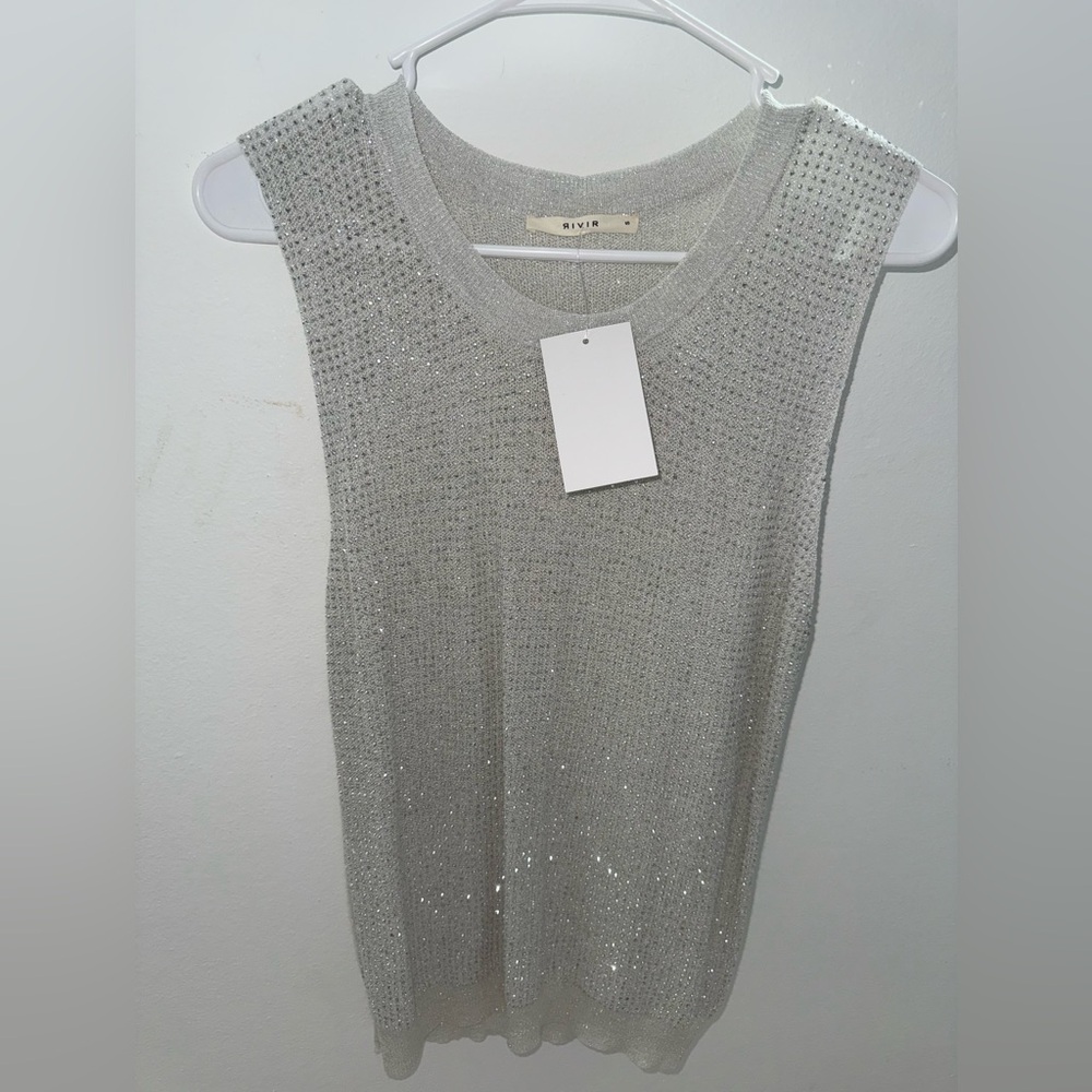 Silver Sleeveless Knit Top